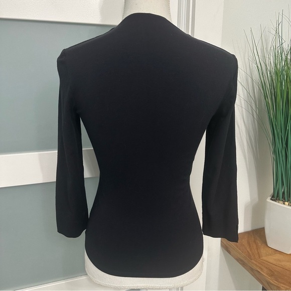 Vintage Cache Navy Blue V-Neck Top USA Rhinestones Medium July 4th EUC Made USA - Picture 8 of 8